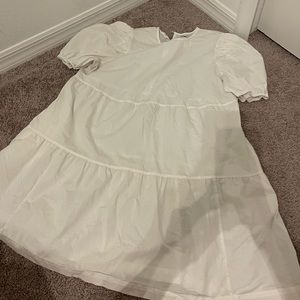 Worn once white babydoll puff sleeve dress from Express size L